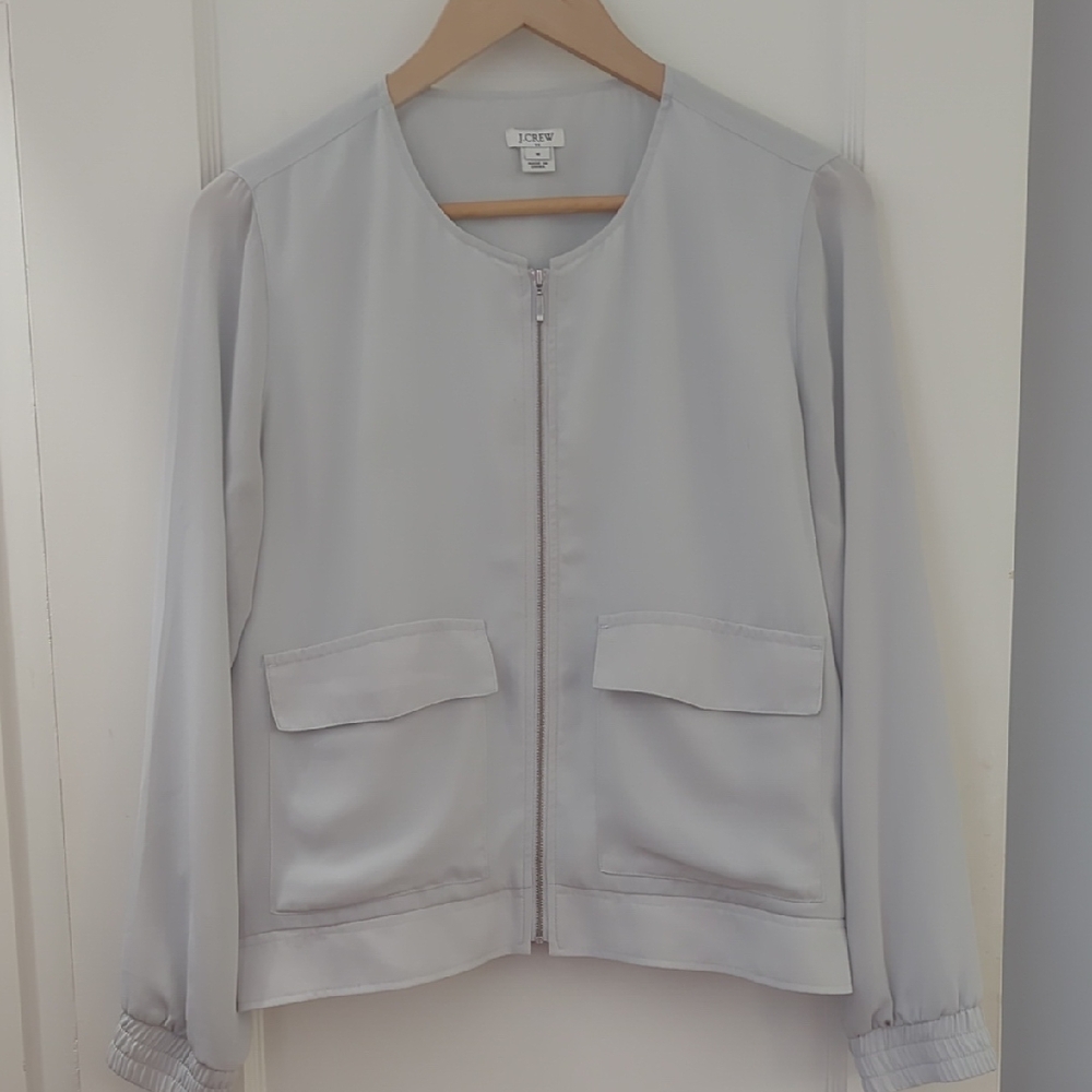 J. Crew Women's Soft Gray Zip-Front Blazer